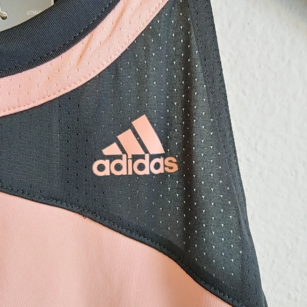 Adidas Girls Peach and Black Primegreen Aeroready Racerback Club Tank Top Sz S